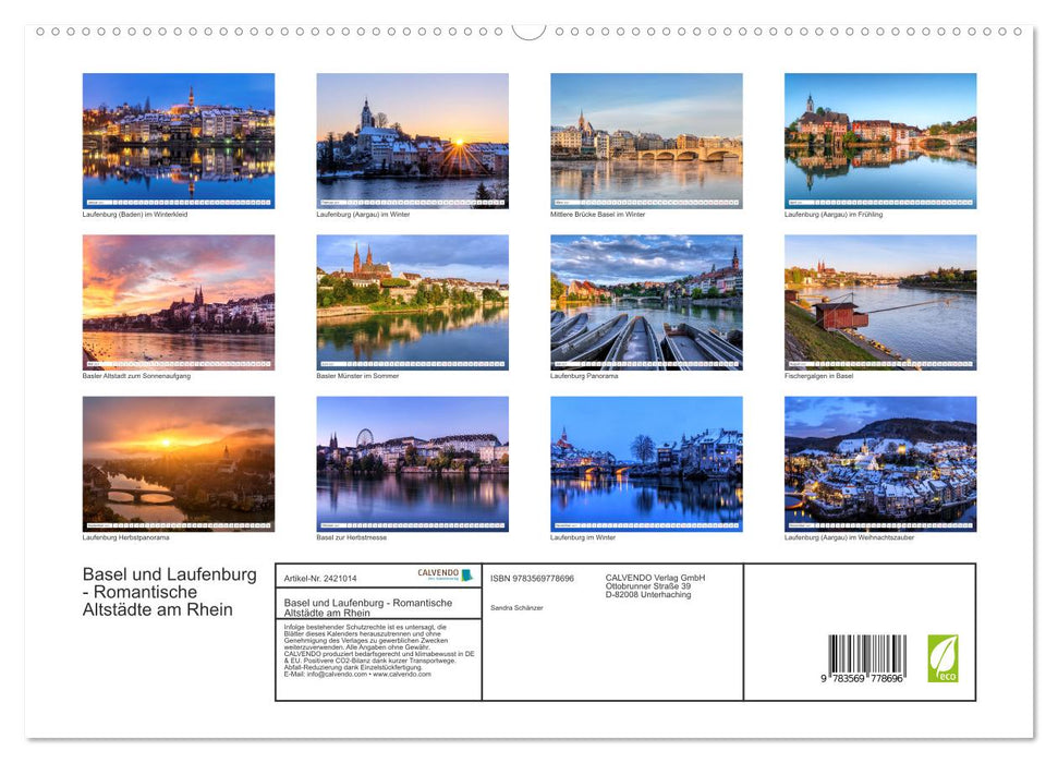 Basel und Laufenburg - Romantische Altstädte am Rhein (CALVENDO Wandkalender 2027)