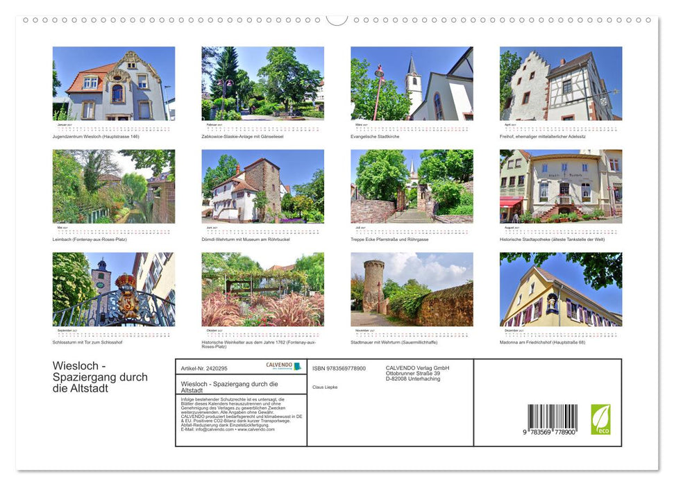 Wiesloch - Spaziergang durch die Altstadt (CALVENDO Premium Wandkalender 2027)