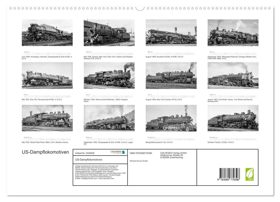 US-Dampflokomotiven (CALVENDO Premium Wandkalender 2027)