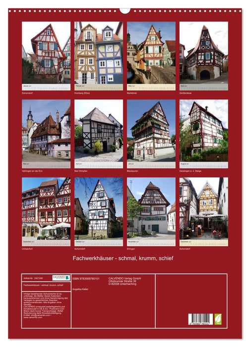 Fachwerkhäuser - schmal, krumm, schief (CALVENDO Wandkalender 2027)