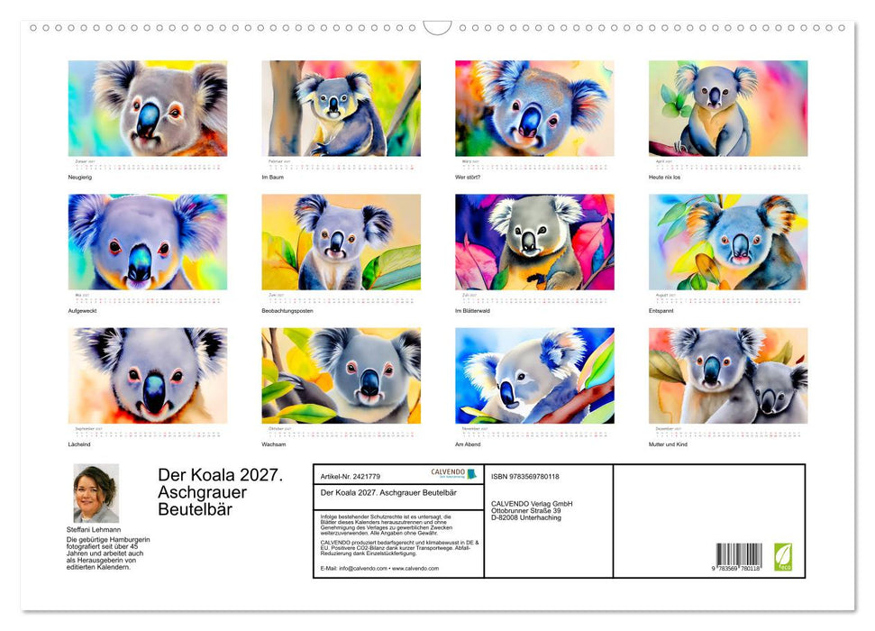 Der Koala 2027. Aschgrauer Beutelbär (CALVENDO Wandkalender 2027)