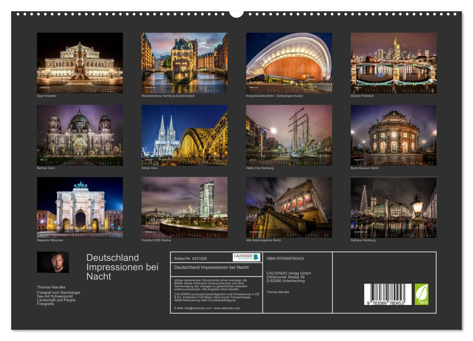 Deutschland Impressionen bei Nacht (CALVENDO Premium Wandkalender 2027)