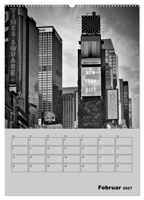 NEW YORK CITY Monochrome Stadtansichten (CALVENDO Wandkalender 2027)