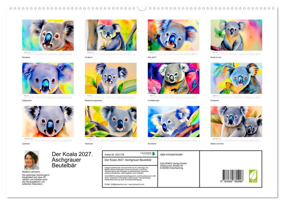 Der Koala 2027. Aschgrauer Beutelbär (CALVENDO Premium Wandkalender 2027)