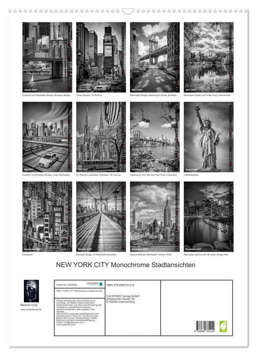 NEW YORK CITY Monochrome Stadtansichten (CALVENDO Wandkalender 2027)
