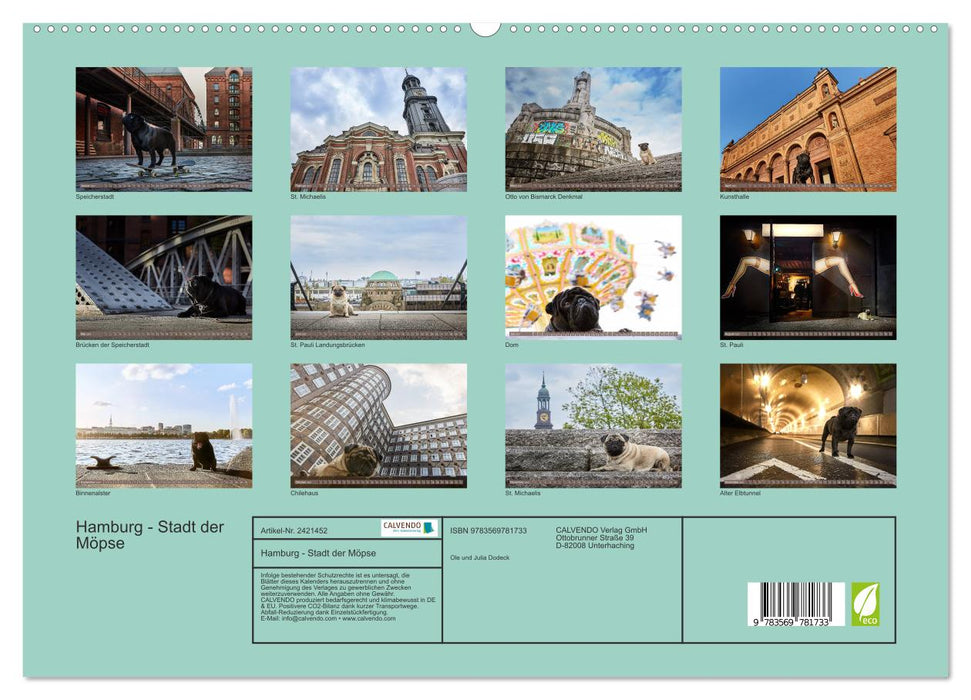 Hamburg - Stadt der Möpse (CALVENDO Premium Wandkalender 2027)