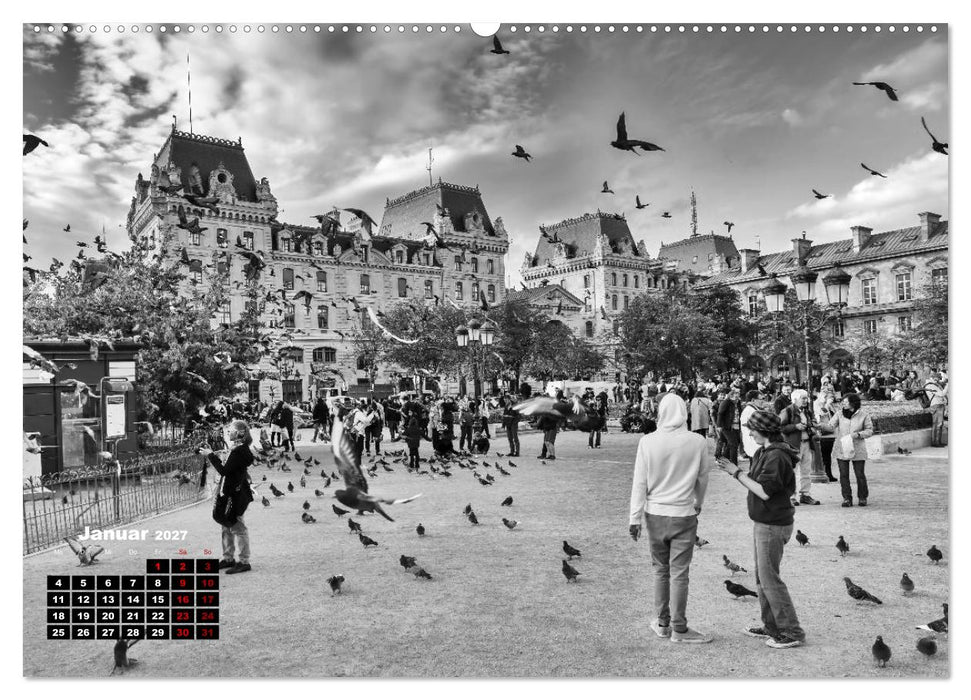 Paris-Impressionen in Schwarz-Weiß (CALVENDO Premium Wandkalender 2027)