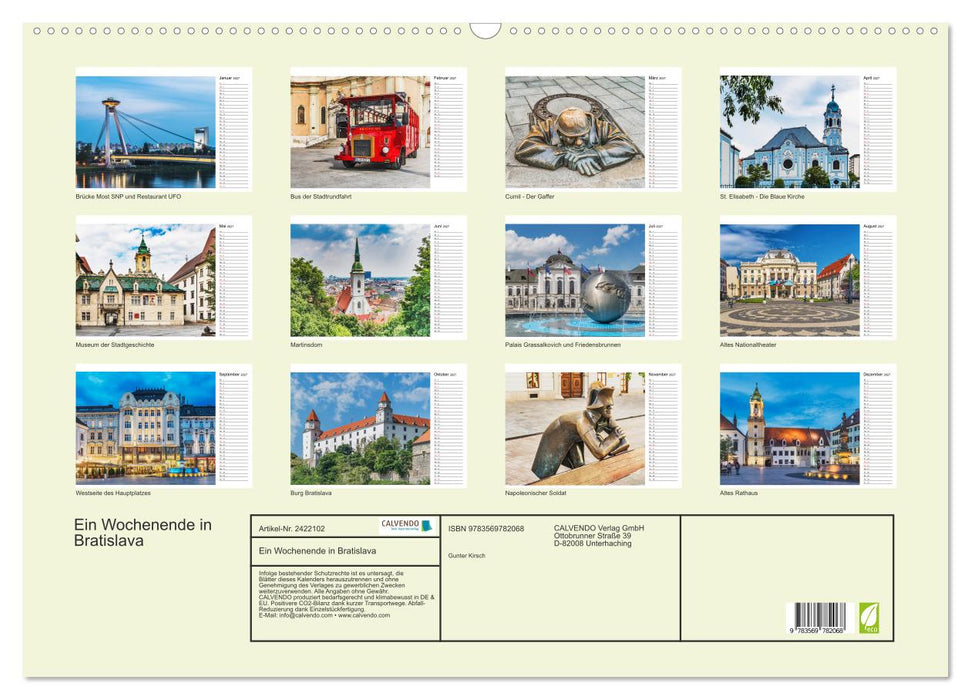 Ein Wochenende in Bratislava (CALVENDO Wandkalender 2027)