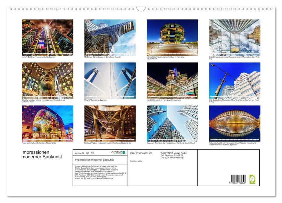 Impressionen moderner Baukunst (CALVENDO Wandkalender 2027)