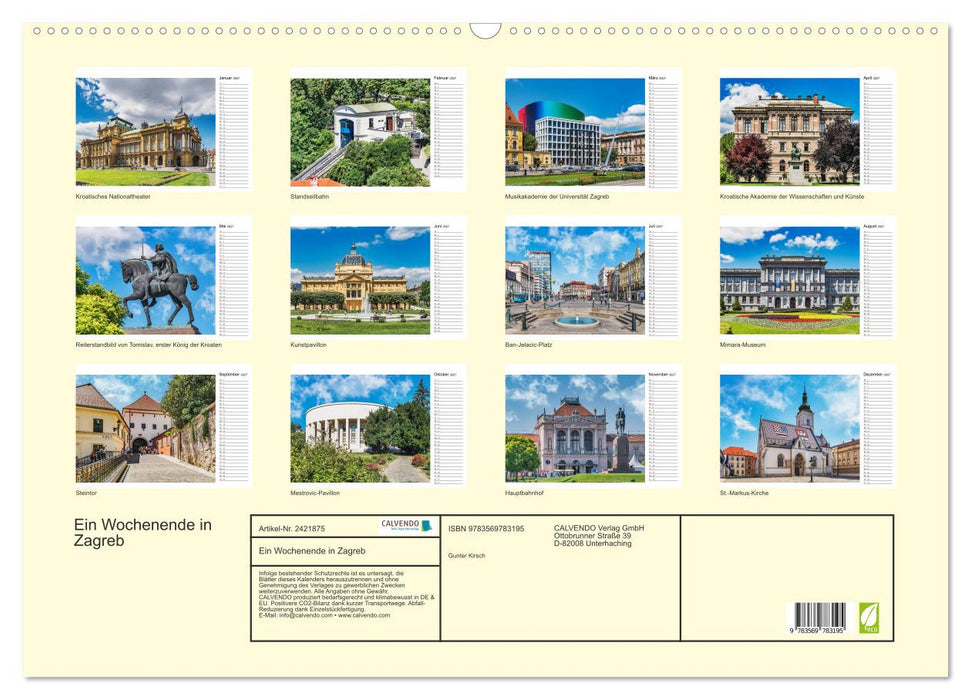 Ein Wochenende in Zagreb (CALVENDO Wandkalender 2027)