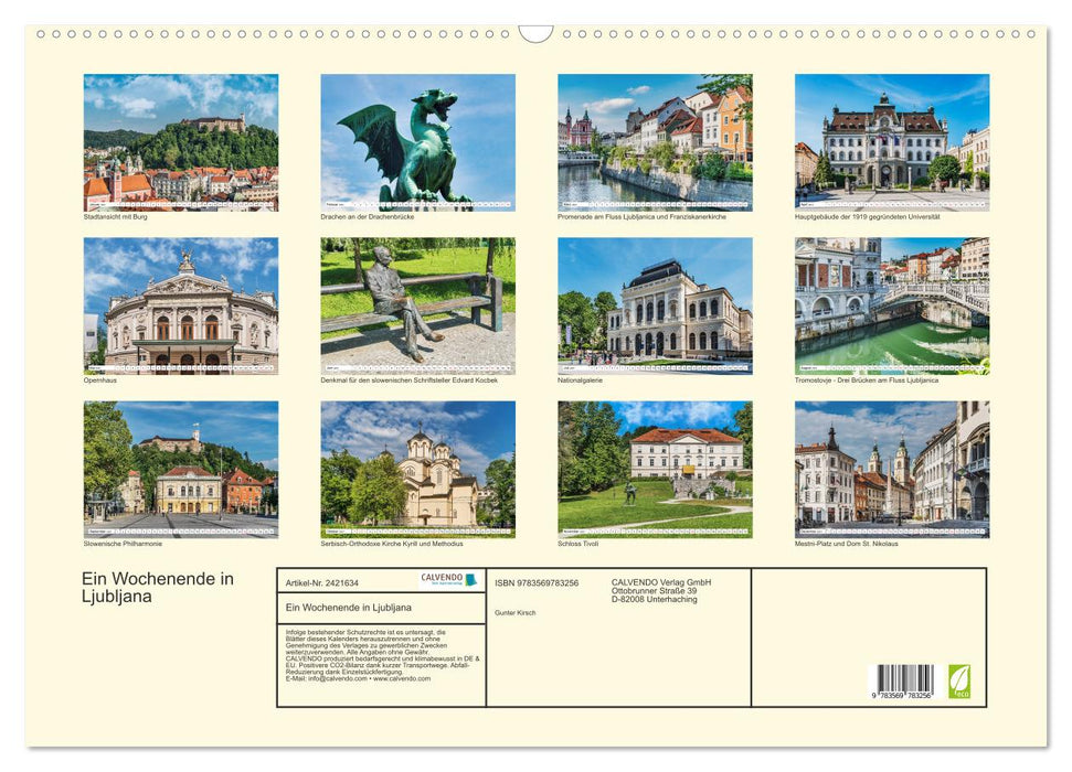 Ein Wochenende in Ljubljana (CALVENDO Wandkalender 2027)