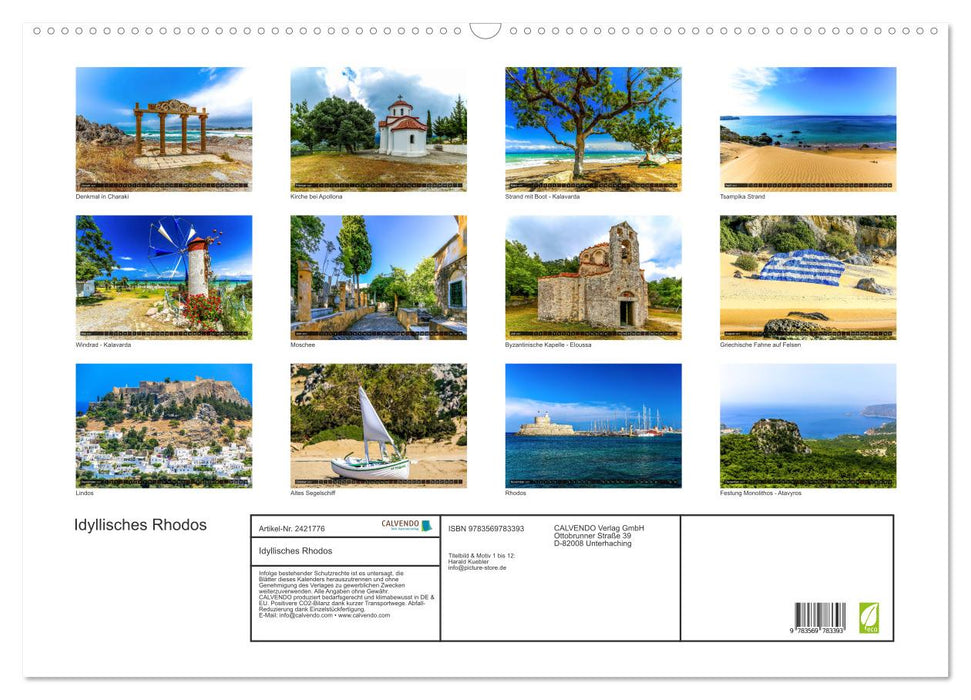 Idyllisches Rhodos (CALVENDO Wandkalender 2027)