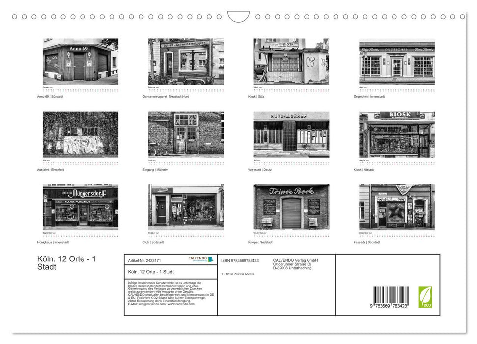 Köln. 12 Orte - 1 Stadt (CALVENDO Wandkalender 2027)