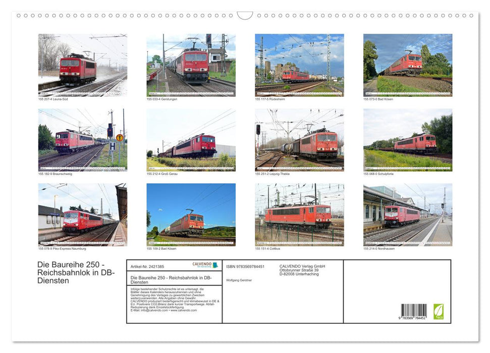 Die Baureihe 250 - Reichsbahnlok in DB-Diensten (CALVENDO Wandkalender 2027)