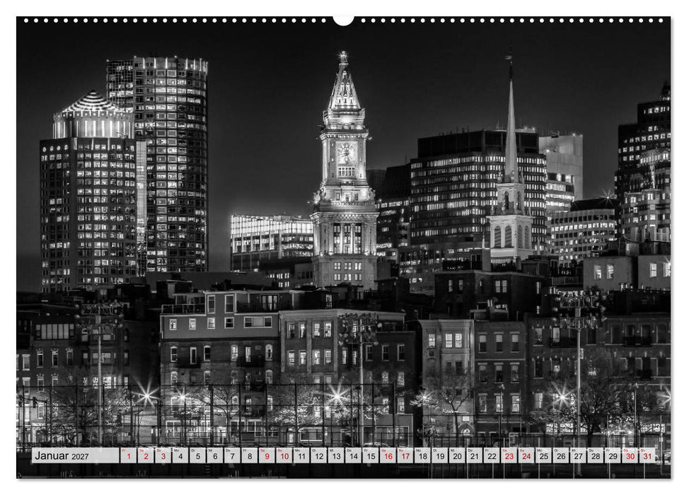 BOSTON Monochrome Stadtansichten (CALVENDO Wandkalender 2027)