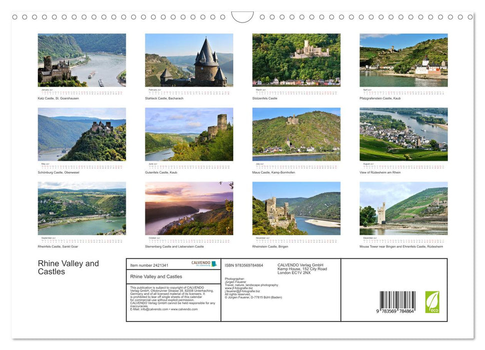 Rhine Valley and Castles (CALVENDO Monthly Calendar 2027)