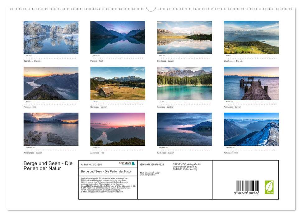 Berge und Seen - Die Perlen der Natur (CALVENDO Premium Wandkalender 2027)