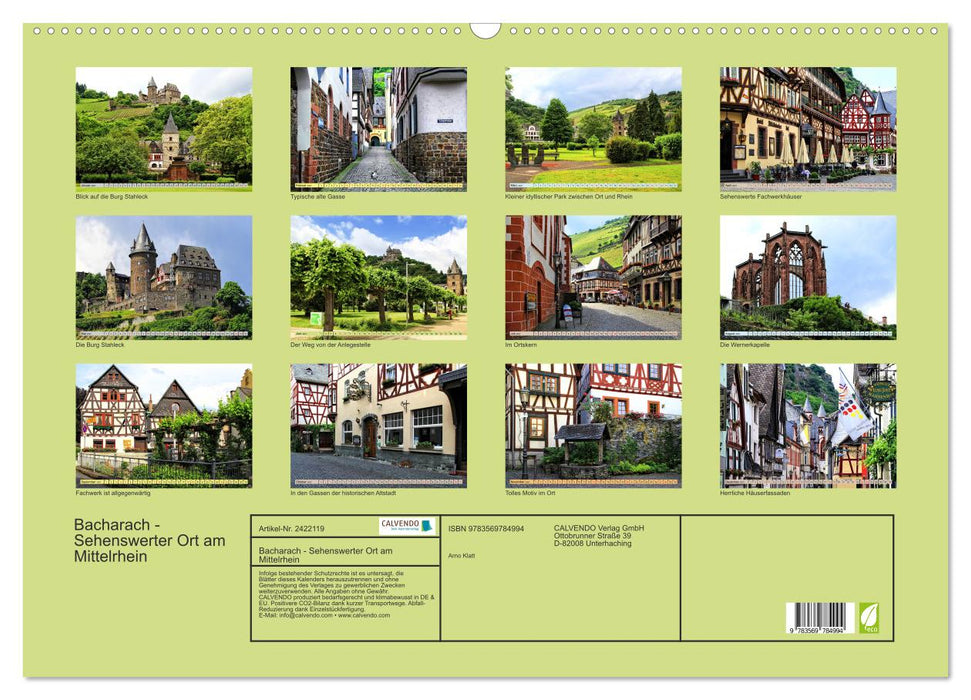 Bacharach - Sehenswerter Ort am Mittelrhein (CALVENDO Wandkalender 2027)
