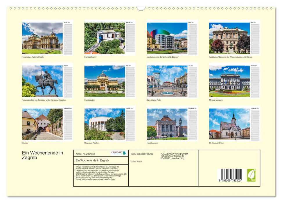 Ein Wochenende in Zagreb (CALVENDO Premium Wandkalender 2027)