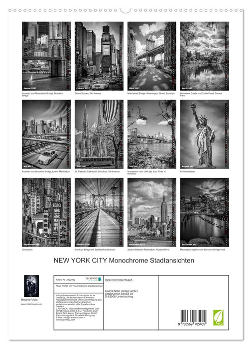 NEW YORK CITY Monochrome Stadtansichten (CALVENDO Premium Wandkalender 2027)