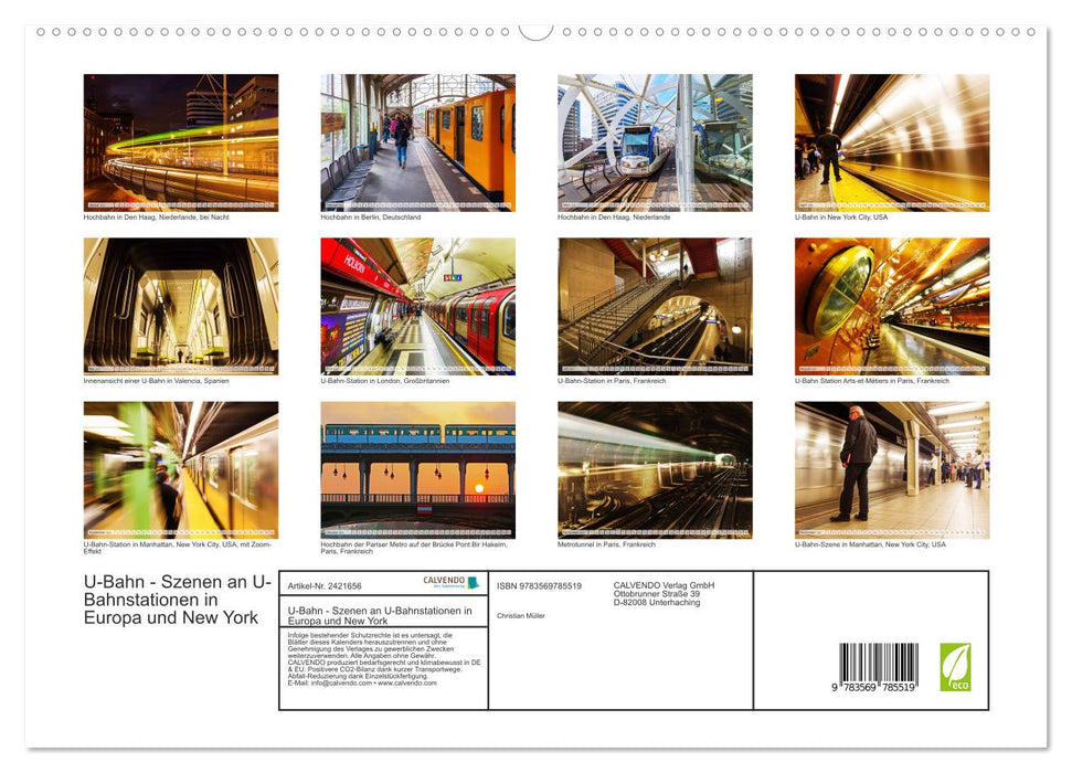 U-Bahn - Szenen an U-Bahnstationen in Europa und New York (CALVENDO Premium Wandkalender 2027)