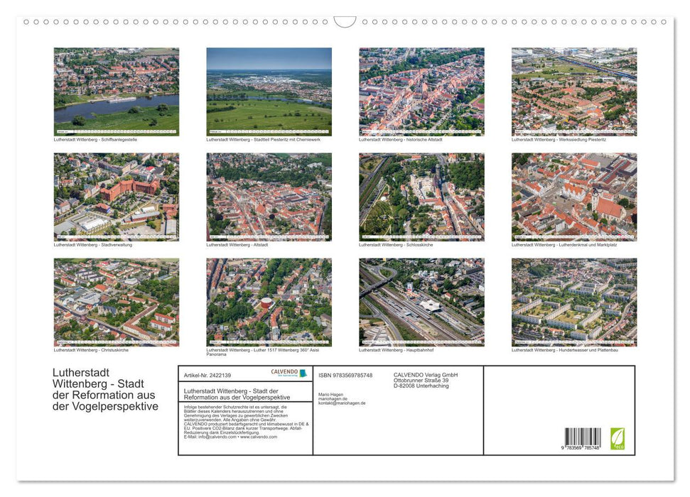 Lutherstadt Wittenberg - Stadt der Reformation aus der Vogelperspektive (CALVENDO Wandkalender 2027)