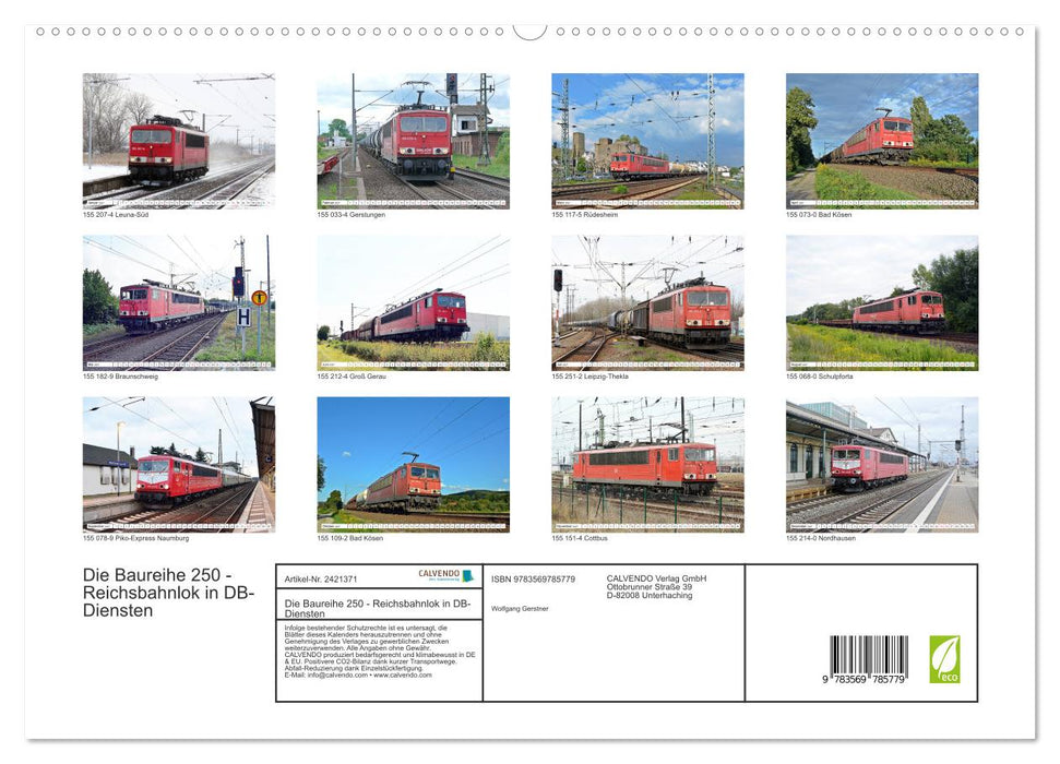 Die Baureihe 250 - Reichsbahnlok in DB-Diensten (CALVENDO Premium Wandkalender 2027)