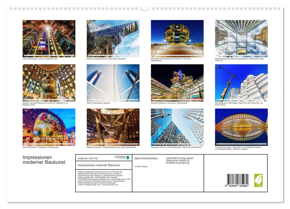 Impressionen moderner Baukunst (CALVENDO Premium Wandkalender 2027)