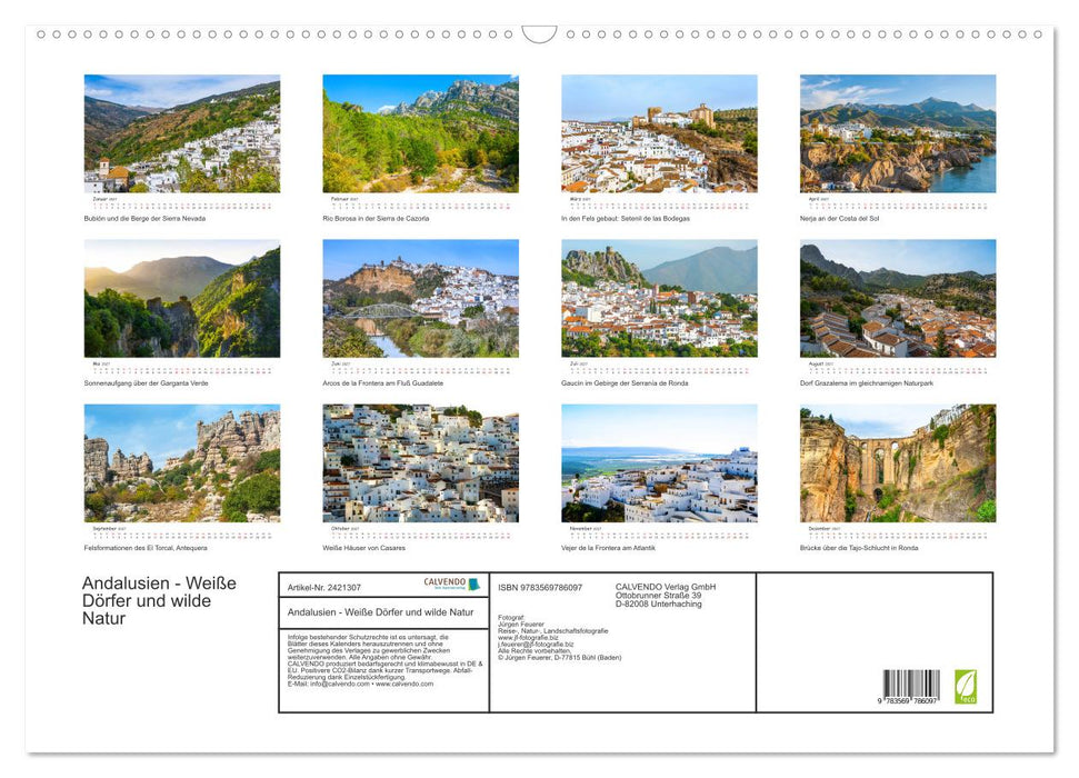 Andalusien - Weiße Dörfer und wilde Natur (CALVENDO Wandkalender 2027)