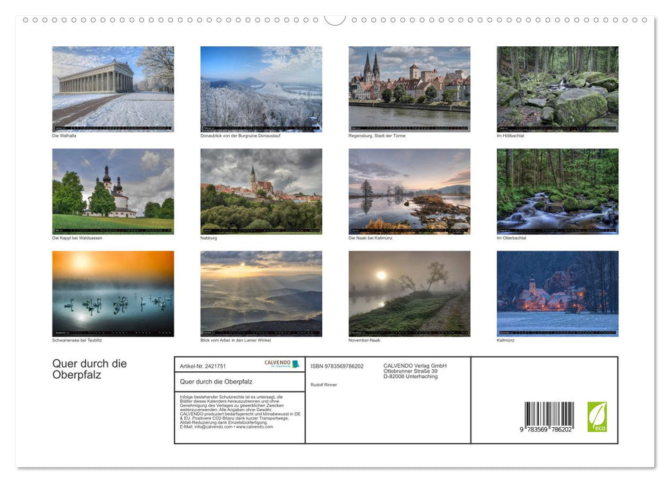 Quer durch die Oberpfalz (CALVENDO Premium Wandkalender 2027)