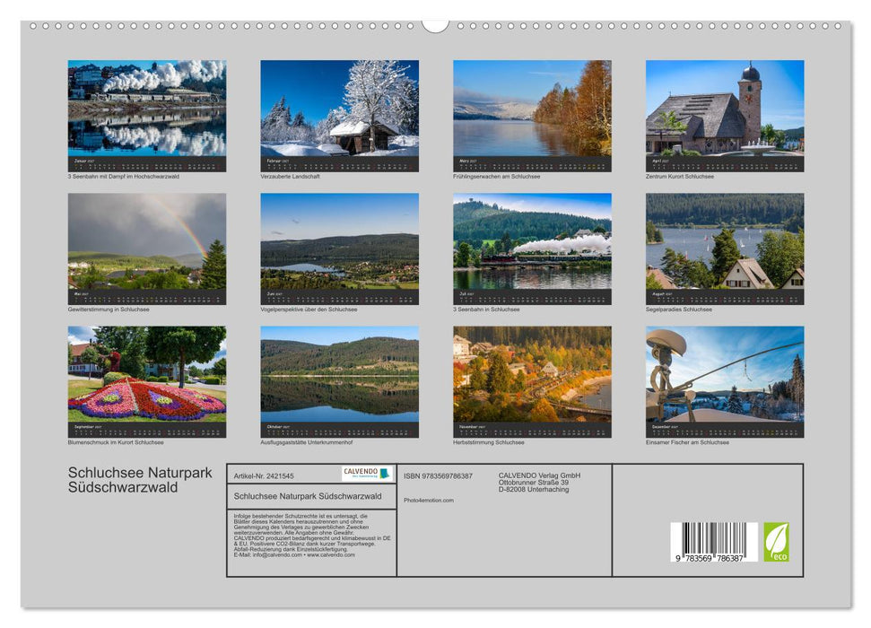 Schluchsee Naturpark Südschwarzwald (CALVENDO Premium Wandkalender 2027)