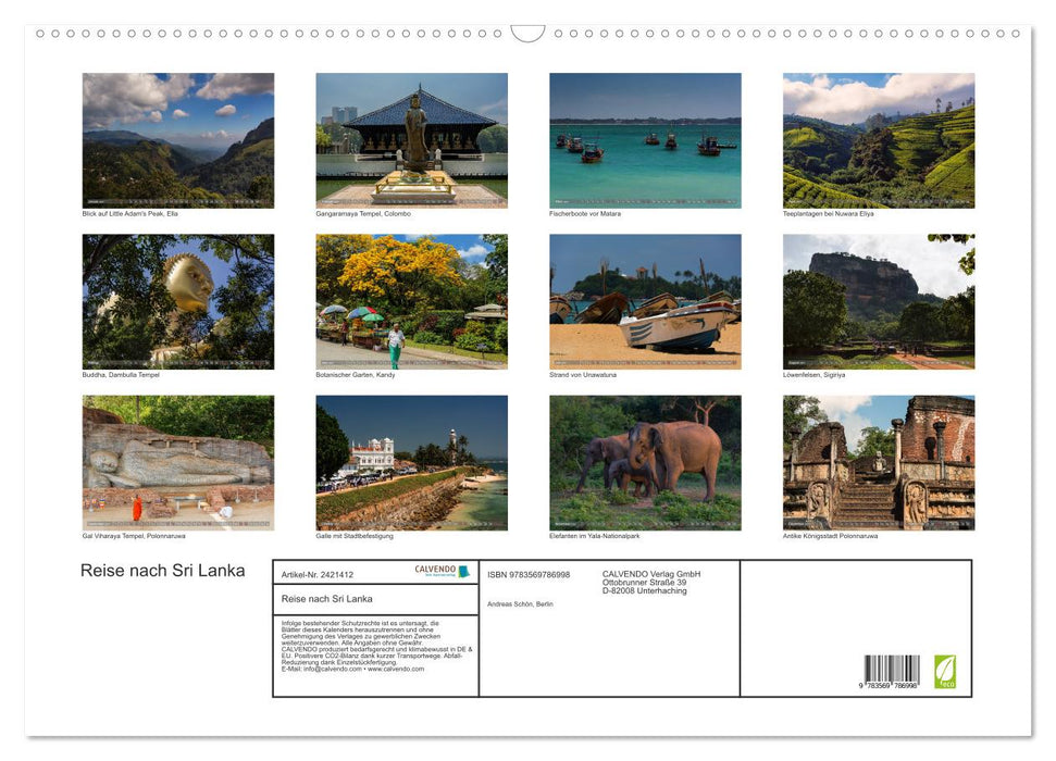 Reise nach Sri Lanka (CALVENDO Wandkalender 2027)