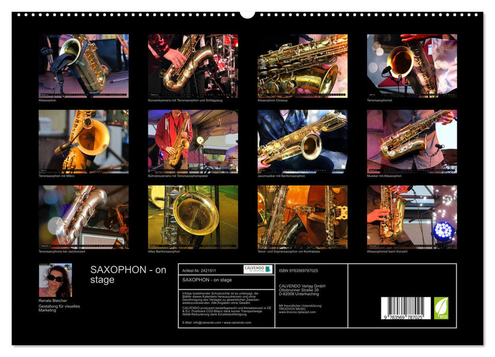 SAXOPHON - on stage (CALVENDO Premium Wandkalender 2027)