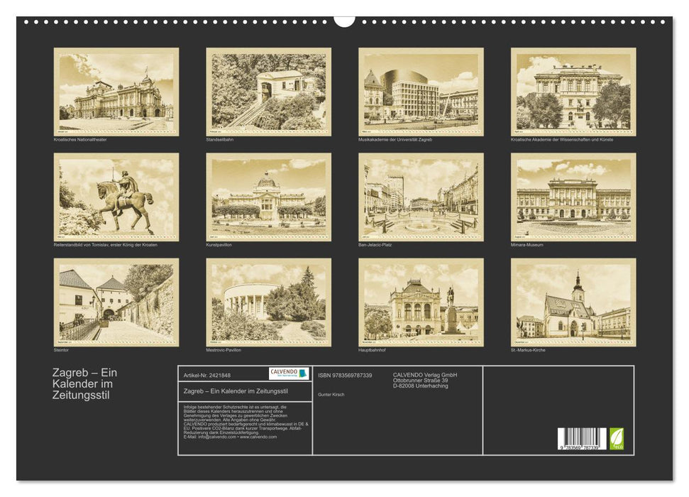 Zagreb – Ein Kalender im Zeitungsstil (CALVENDO Wandkalender 2027)