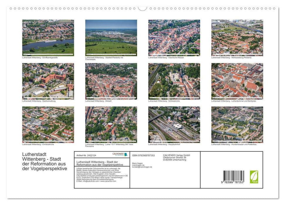 Lutherstadt Wittenberg - Stadt der Reformation aus der Vogelperspektive (CALVENDO Premium Wandkalender 2027)