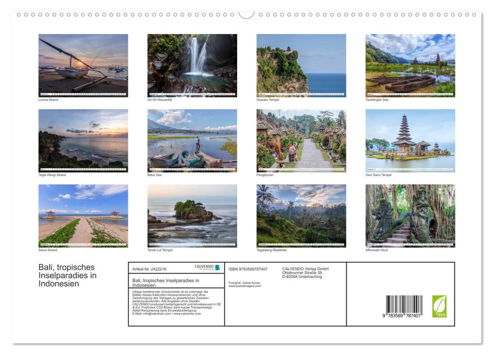 Bali, tropisches Inselparadies in Indonesien (CALVENDO Premium Wandkalender 2027)