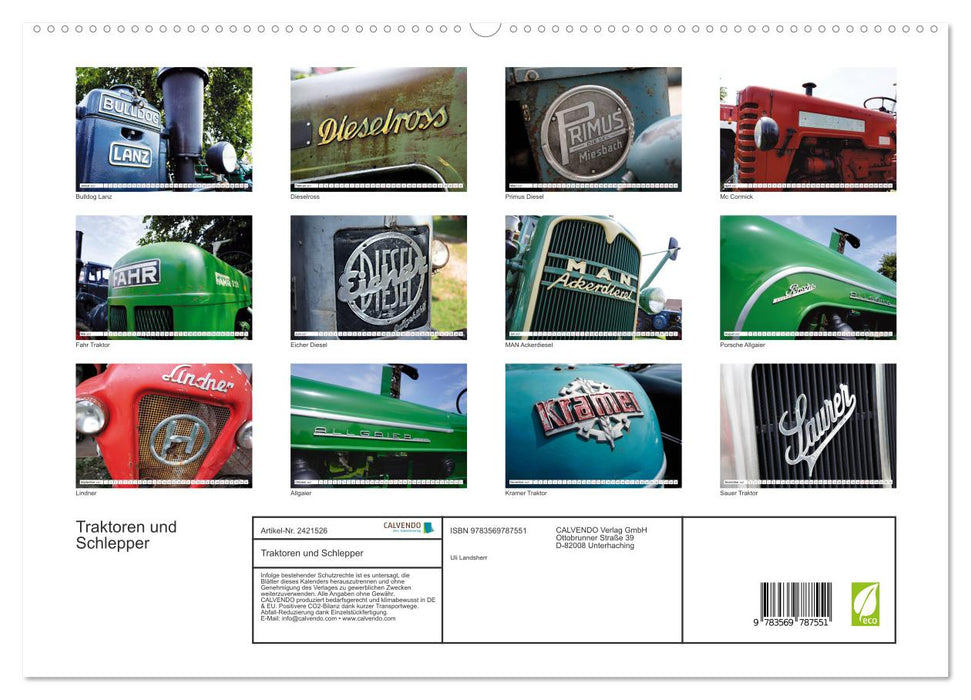 Traktoren und Schlepper (CALVENDO Premium Wandkalender 2027)