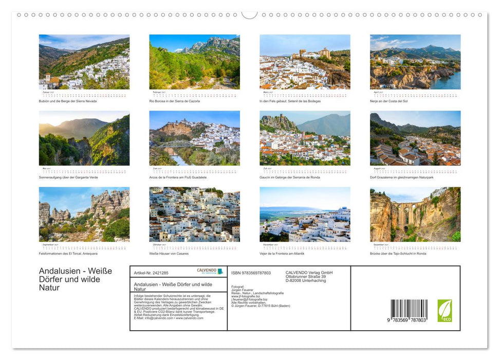 Andalusien - Weiße Dörfer und wilde Natur (CALVENDO Premium Wandkalender 2027)