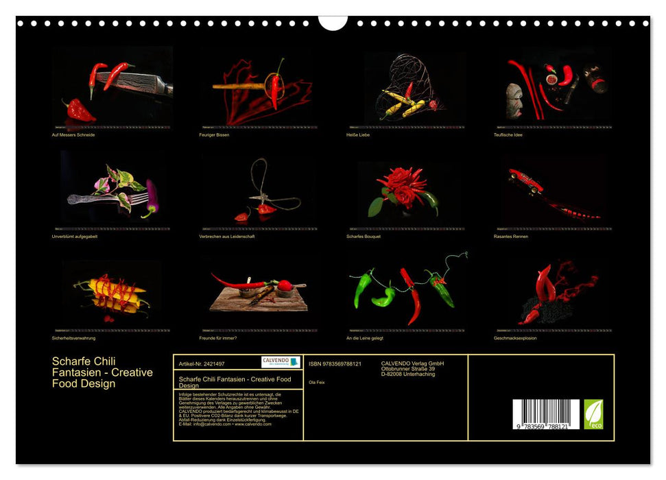 Scharfe Chili Fantasien - Creative Food Design (CALVENDO Wandkalender 2027)