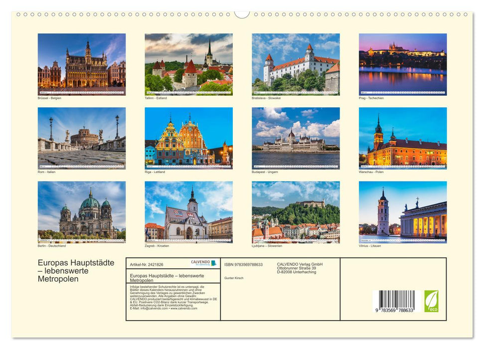 Europas Hauptstädte – lebenswerte Metropolen (CALVENDO Premium Wandkalender 2027)