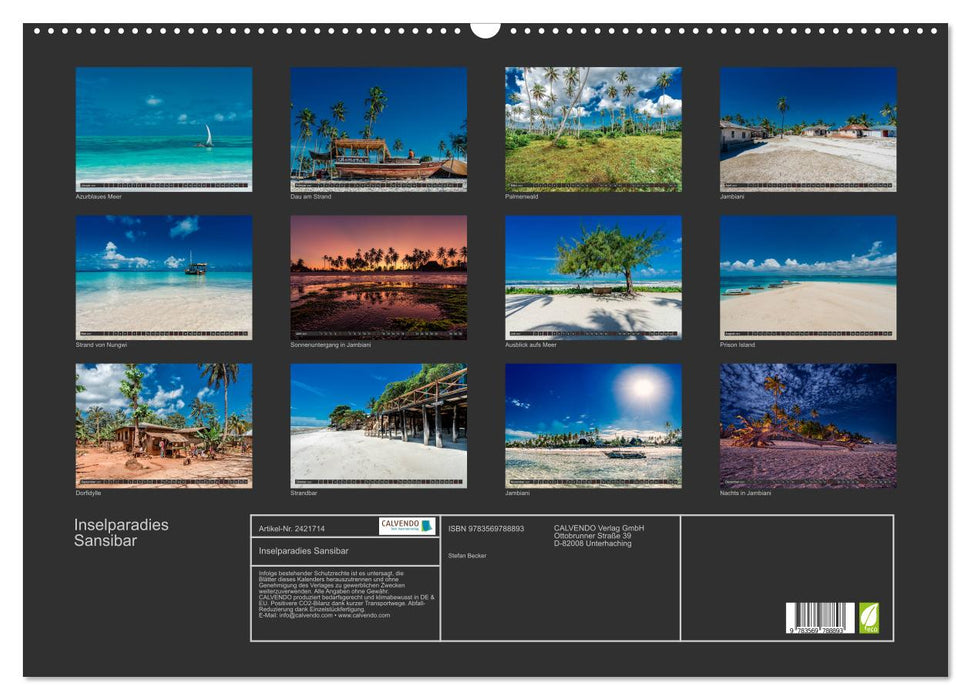 Inselparadies Sansibar (CALVENDO Wandkalender 2027)