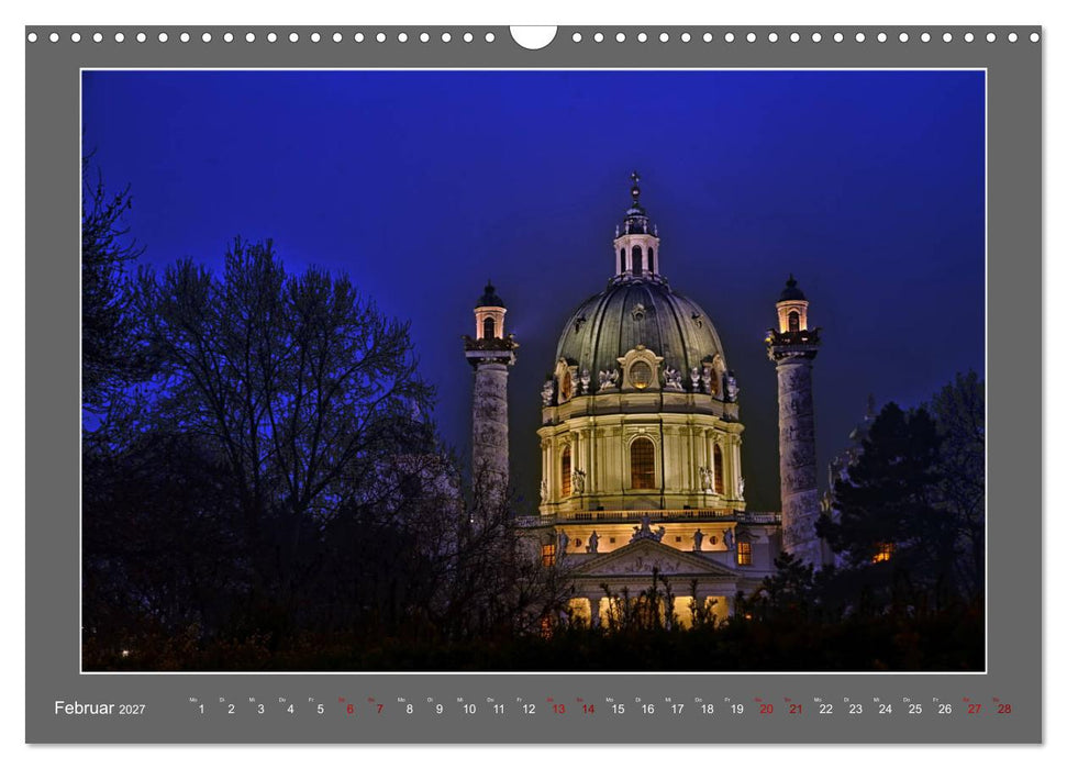 Großstadtabend - Die blaue Stunde in Wien (CALVENDO Wandkalender 2027)