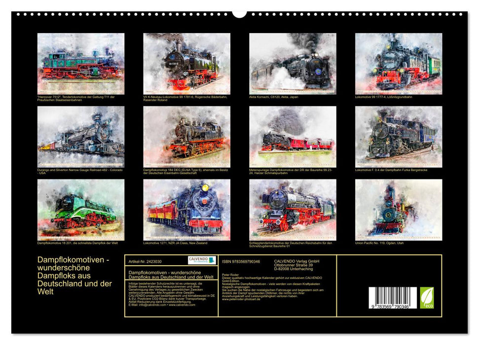 Dampflokomotiven - wunderschöne Dampfloks aus Deutschland und der Welt (CALVENDO Premium Wandkalender 2027)