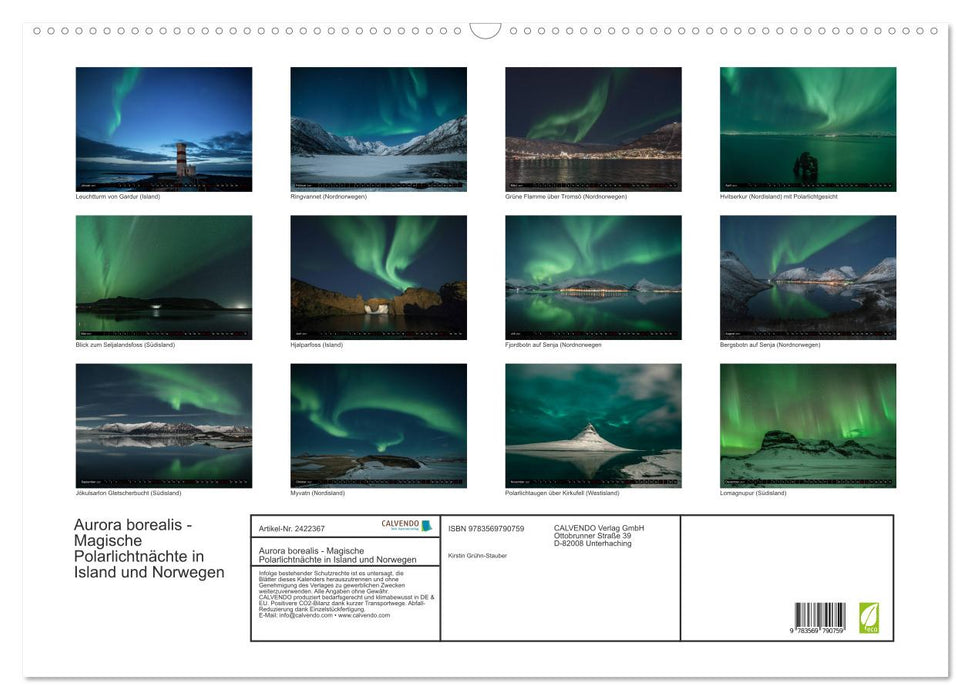 Aurora borealis - Magische Polarlichtnächte in Island und Norwegen (CALVENDO Wandkalender 2027)
