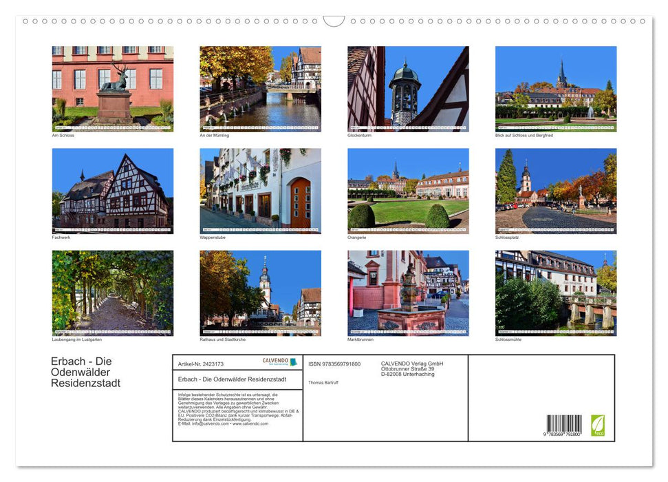 Erbach - Die Odenwälder Residenzstadt (CALVENDO Wandkalender 2027)