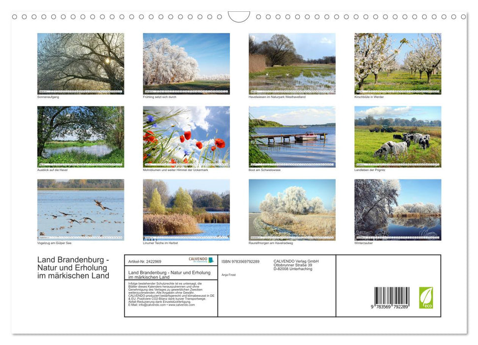 Land Brandenburg - Natur und Erholung im märkischen Land (CALVENDO Wandkalender 2027)