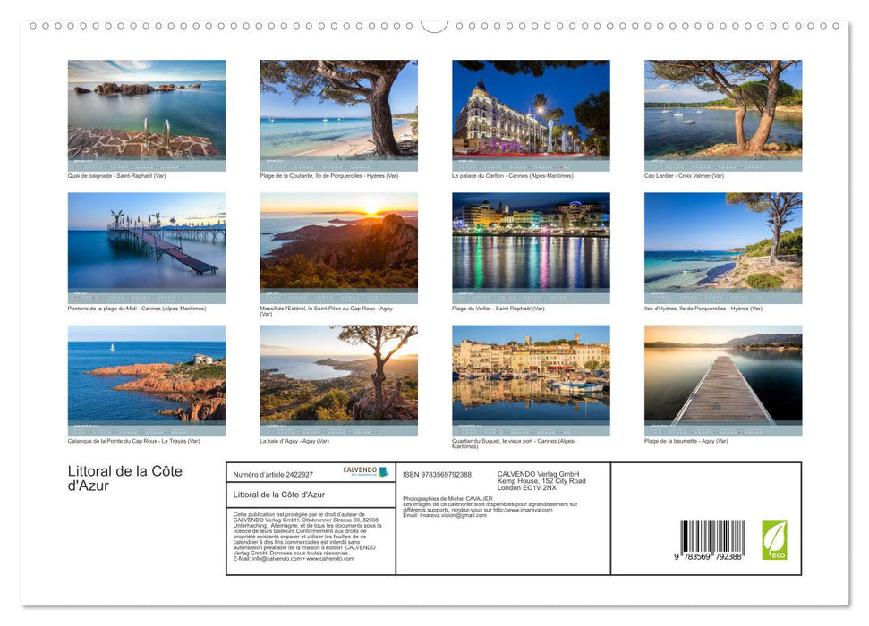 Littoral de la Côte d'Azur (CALVENDO Calendrier supérieur 2027)