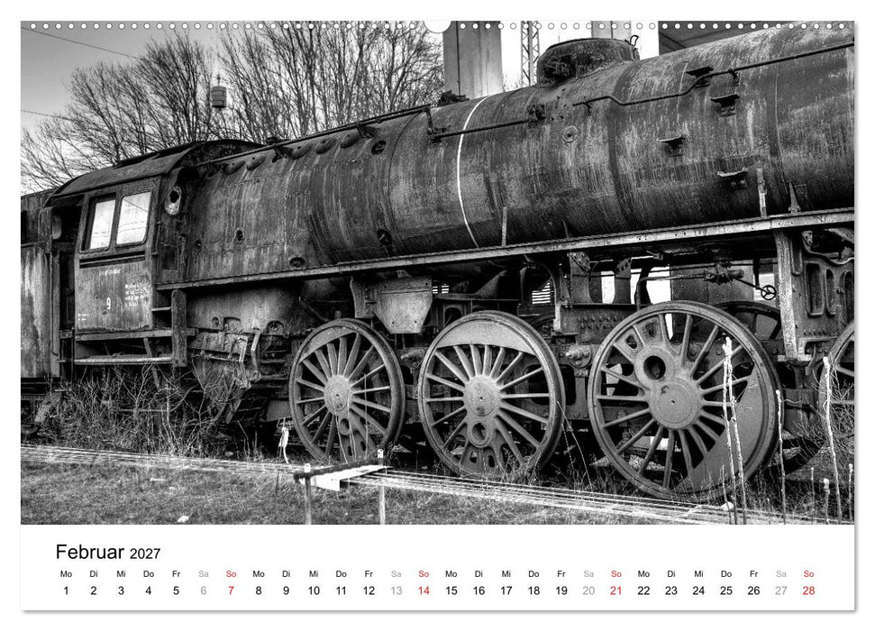 Unter Dampf - Eisenbahnromantik in schwarz-weiß (CALVENDO Premium Wandkalender 2027)
