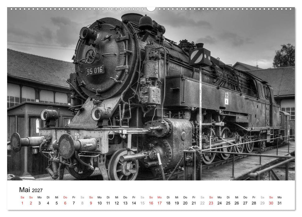 Unter Dampf - Eisenbahnromantik in schwarz-weiß (CALVENDO Premium Wandkalender 2027)
