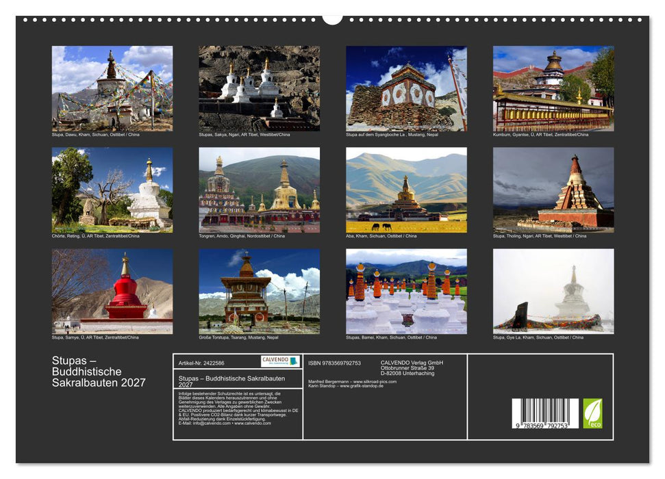 Stupas – Buddhistische Sakralbauten 2027 (CALVENDO Premium Wandkalender 2027)
